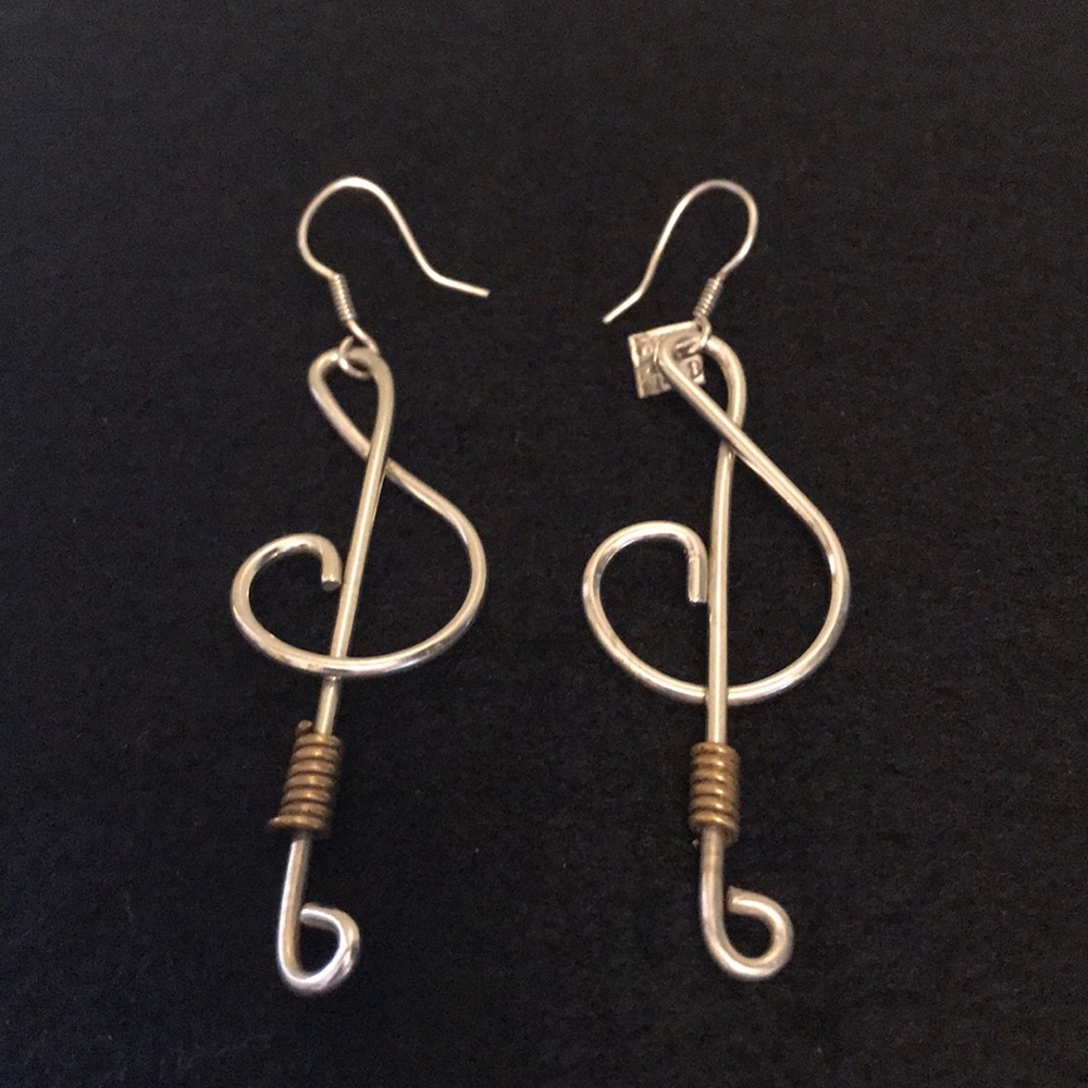 Sterling silver music note earrings